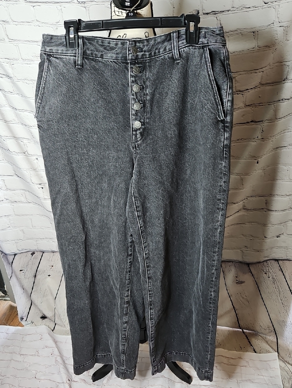 Madewell Curvy Superwide Leg Faded Black Women's Jeans Size 30 Button-fly
